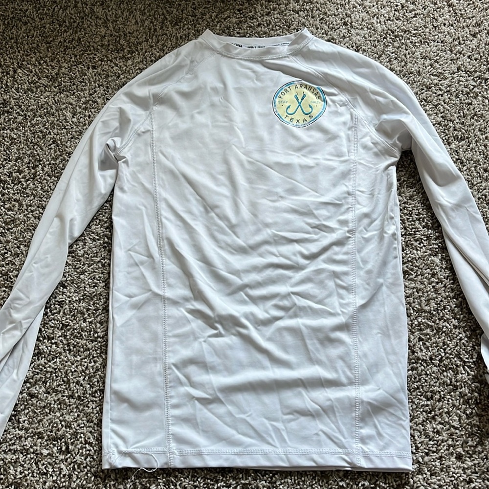 A long sleeve white fishing shirt